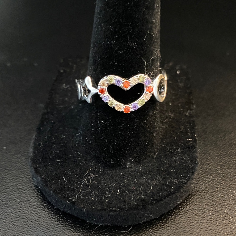 Multicolor Silver Heart & Star Ring ✨$5.95 Shipping✨ - Picture 3 of 9